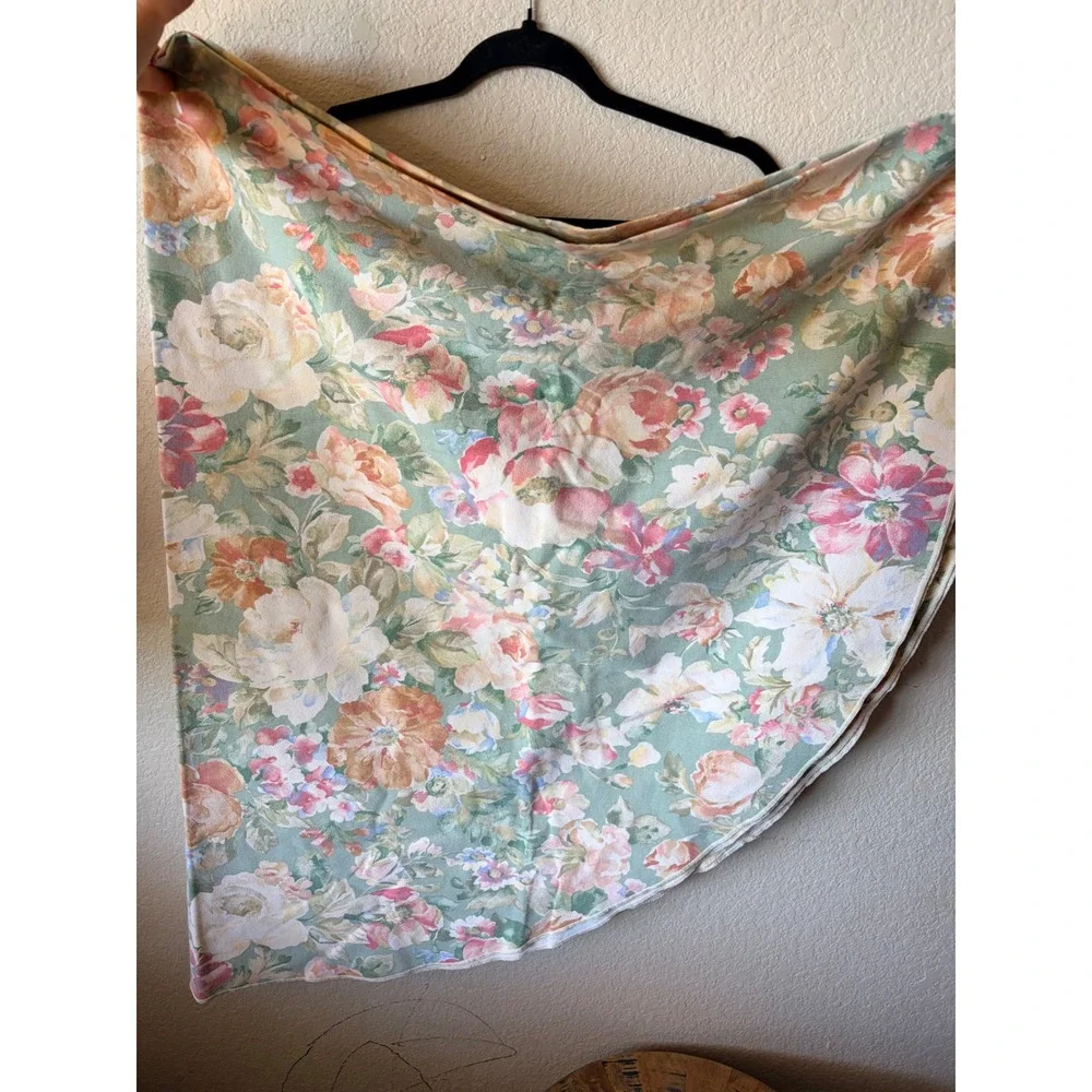 Vintage Floral Rose Fabric Sage‎ Green Pink Shabby Chic Cottagecore 80 x 60